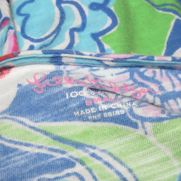 Lilly Pulitzer Blue Pink Green Floral Dress Size Small 100% Cotton Coastal Chic - Picture 6 of 10
